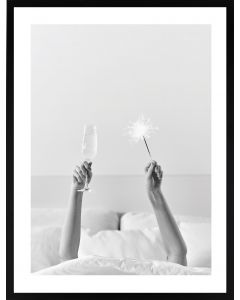 Poster 30x40 In Bed Sparkler & Champagne Glass
