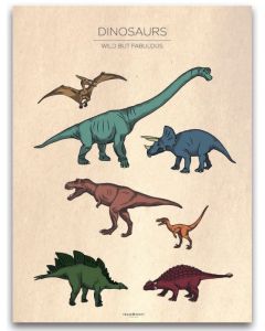 Poster 40x50 Barnmotiv Dinosaurs Vintage