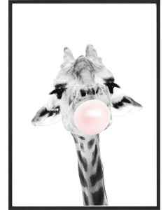 Poster 50x70 Pink Giraffe Bubble Gum (planpackad)