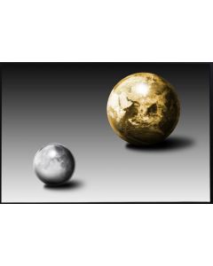 Poster 50x70 Gold Moon and Earth (planpackad)